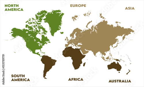 Physical map-05, modern world map graphic, Countries Silhouettes Stock Illustrations, Vectors