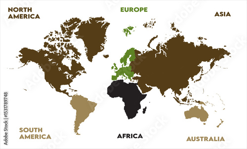 Physical map-06, modern world map graphic, Countries Silhouettes Stock Illustrations, Vectors