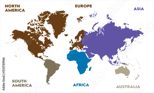 Political map-04, modern world map graphic, Countries Silhouettes Stock Illustrations, Vectors