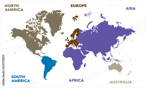 Political map-12, modern world map graphic, Countries Silhouettes Stock Illustrations, Vectors