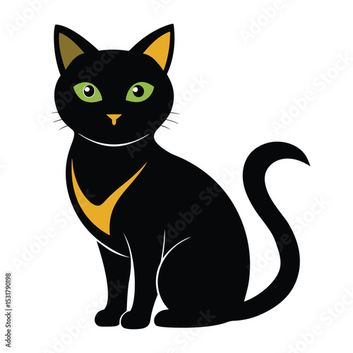 Black and white cats silhouette vector illustration, cute domestic animal art design