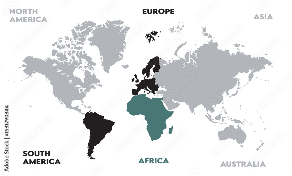 Fototapeta premium Watercolor map-08, modern world map graphic, Countries Silhouettes Stock Illustrations, Vectors