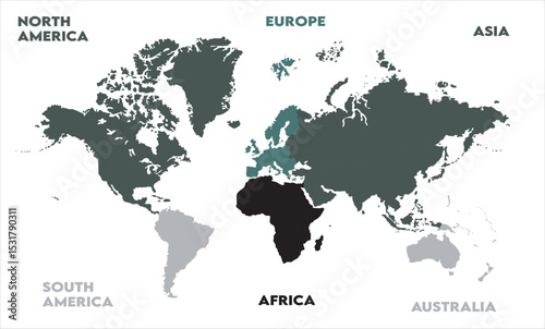 Watercolor map-06, modern world map graphic, Countries Silhouettes Stock Illustrations, Vectors