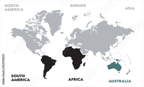 Watercolor map-07, modern world map graphic, Countries Silhouettes Stock Illustrations, Vectors