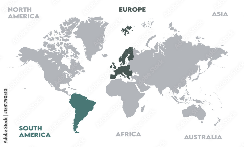 Naklejka premium Watercolor map-12, modern world map graphic, Countries Silhouettes Stock Illustrations, Vectors