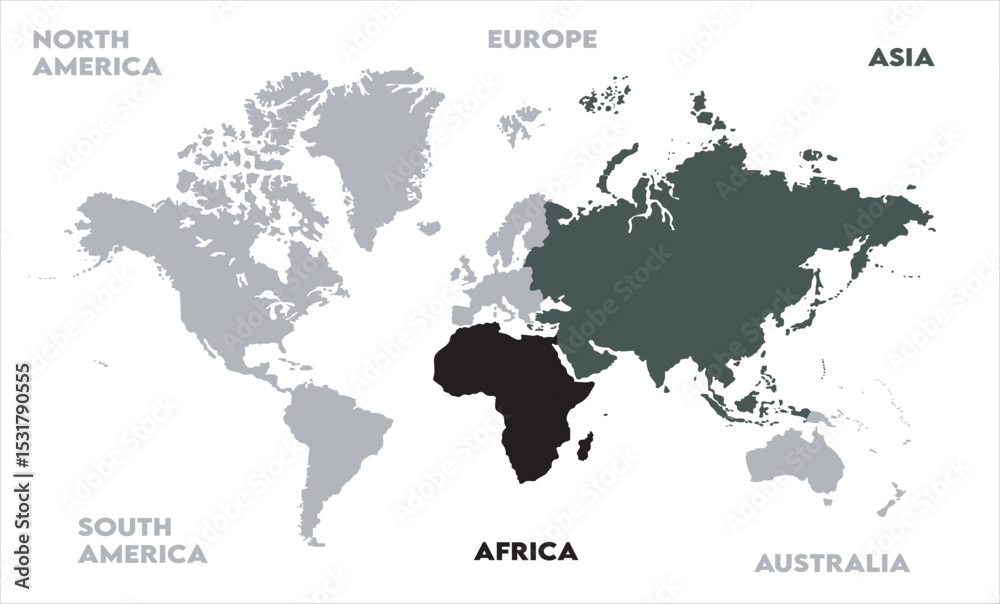 Naklejka premium Watercolor map-13, modern world map graphic, Countries Silhouettes Stock Illustrations, Vectors