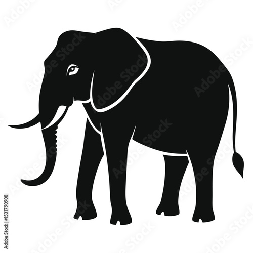 A cartoon baby elephant vector illustration, isolated on a white background, depicts a walking wild mammal with a large trunk