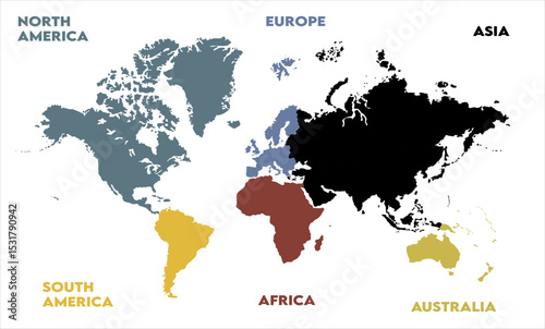 World map graphics-03, modern world map graphic, Countries Silhouettes Stock Illustrations, Vectors