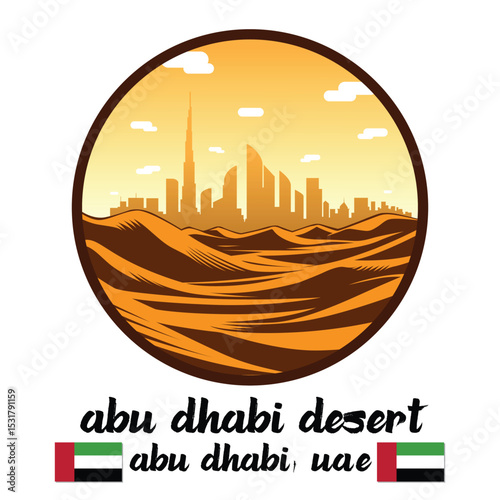 Circle Icon Abu Dhabi Desert.Vector illustration	
