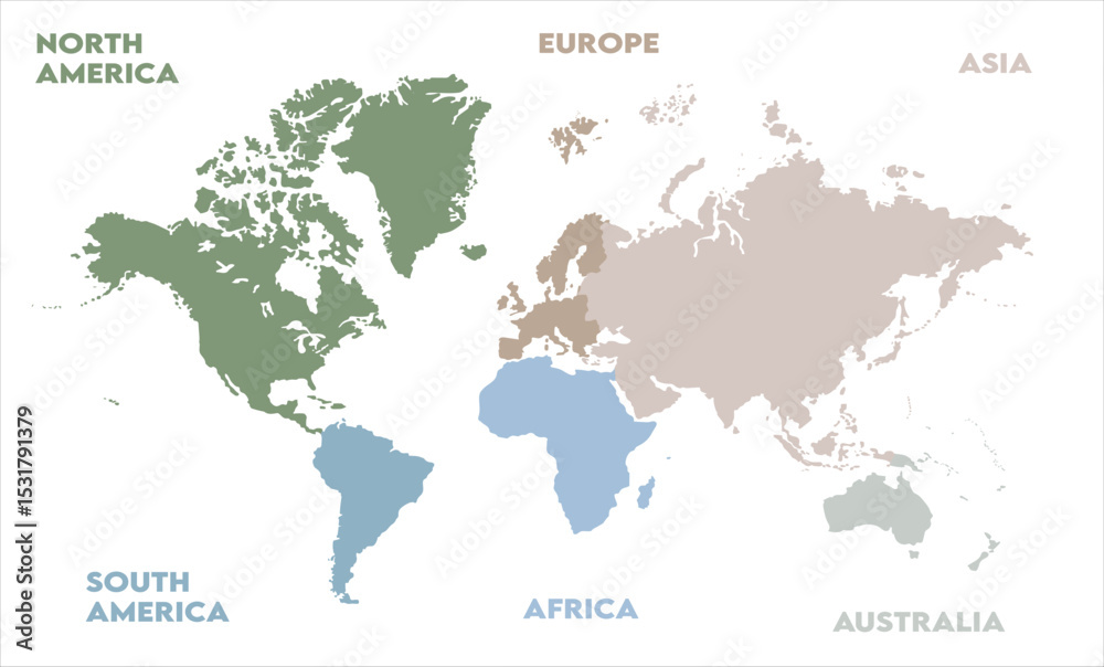 Naklejka premium World map graphics-05, modern world map graphic, Countries Silhouettes Stock Illustrations, Vectors