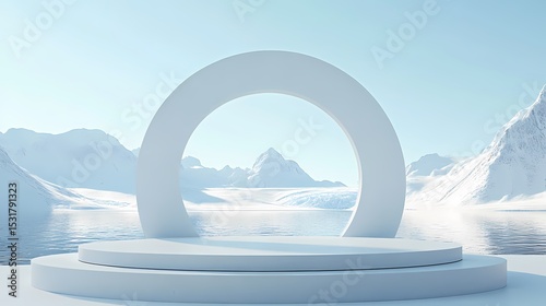 blue and white mountains and sea booth poster background