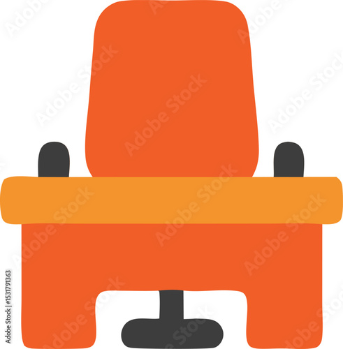 Icon An orange office chair with armrests offers comfortable seating for work or relaxation in a simple design style
