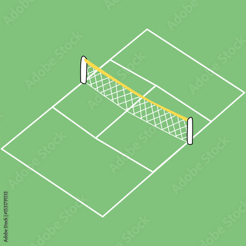 Isometric Illustration of Tennis Court. cartoon