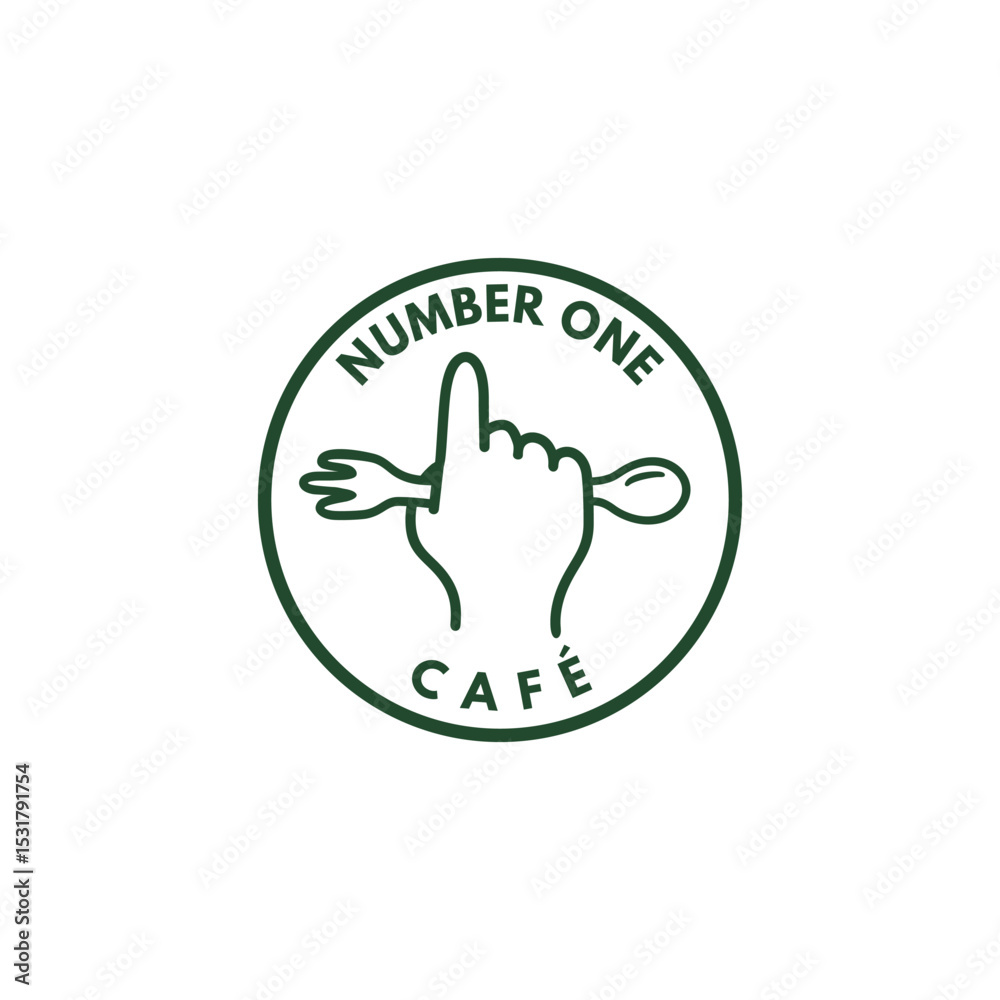 Fototapeta premium Number one with finger pointer gesture cafe logo