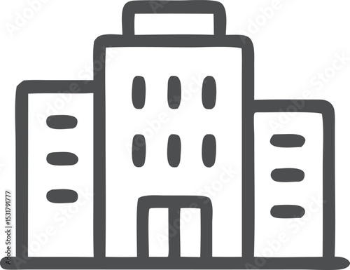 Icon Minimalist building illustration with simple geometric shapes and a clean design aesthetic for digital use