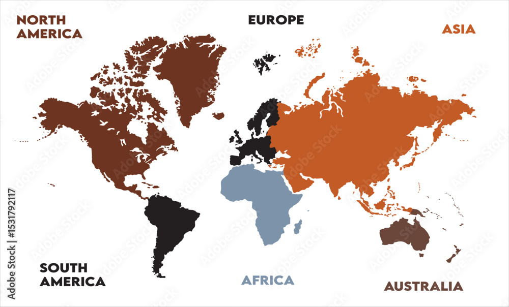 Fototapeta premium World map graphics-08, modern world map graphic, Countries Silhouettes Stock Illustrations, Vectors