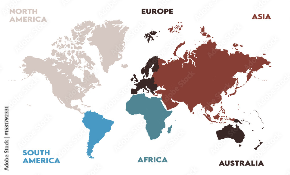 Naklejka premium World map graphics-13, modern world map graphic, Countries Silhouettes Stock Illustrations, Vectors