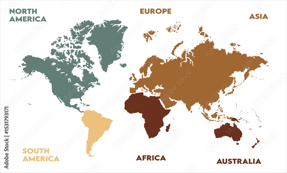 Obraz premium World map Illustration-05, modern world map graphic, Countries Silhouettes Stock Illustrations, Vectors