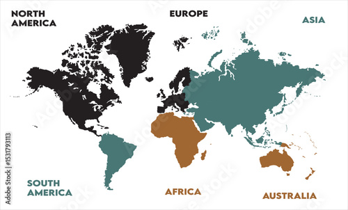World map Illustration-02, modern world map graphic, Countries Silhouettes Stock Illustrations, Vectors