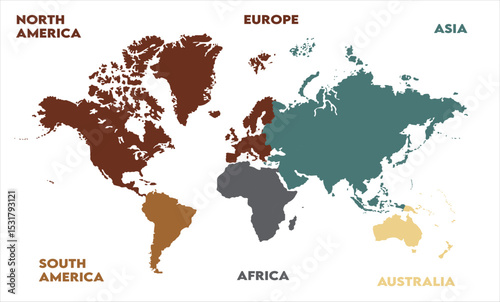 World map Illustration-04, modern world map graphic, Countries Silhouettes Stock Illustrations, Vectors