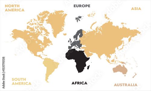 World map Illustration-06, modern world map graphic, Countries Silhouettes Stock Illustrations, Vectors
