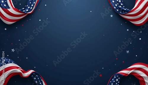 American flag design on blue background for 4 th july banner template
