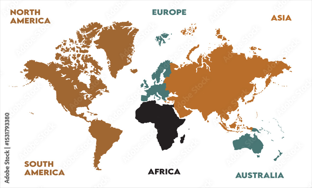 Obraz premium World map Illustration-13, modern world map graphic, Countries Silhouettes Stock Illustrations, Vectors