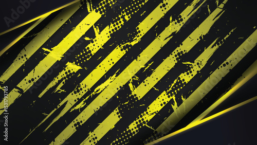 Grunge Striped Yellow Black Abstract Background