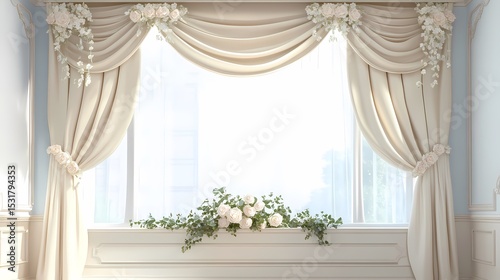 window curtains flowers booth poster background