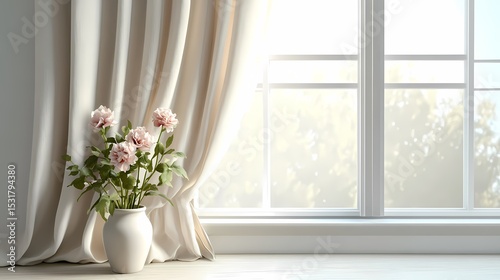 window curtains flowers booth poster background