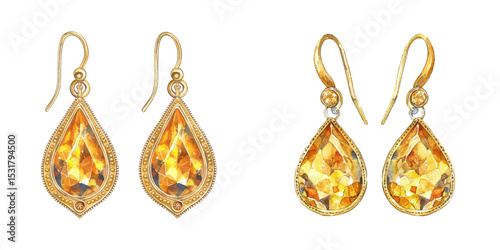 beautiful earrings watercolor vector illustration