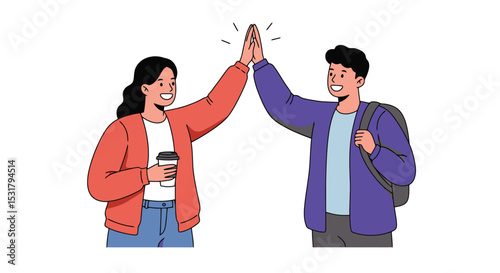 Successful Teamwork: High Five Illustration