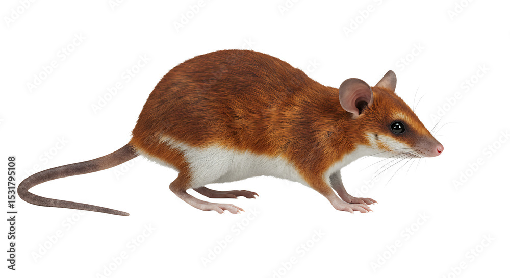 Fototapeta premium Chestnutcolored Mouse with White Underbelly Profile View