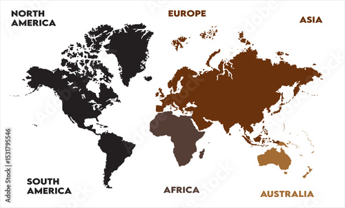 World map pics-09, modern world map graphic, Countries Silhouettes Stock Illustrations, Vectors
