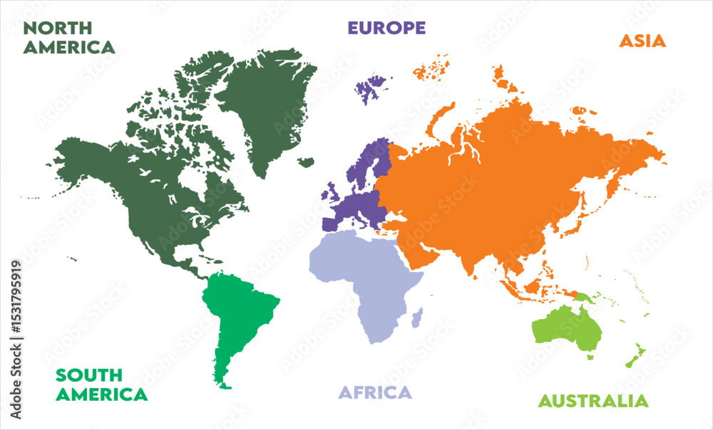 Naklejka premium World map-01, modern world map graphic, Countries Silhouettes Stock Illustrations, Vectors