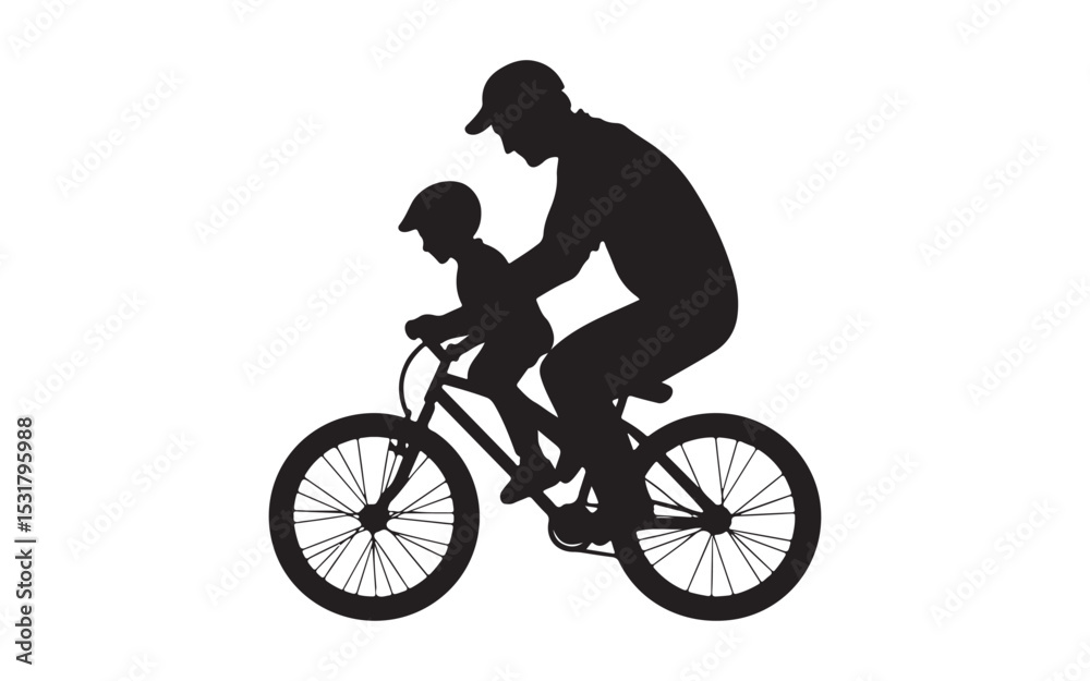 Fototapeta premium Father's Day silhouette of a girl riding a bicycle