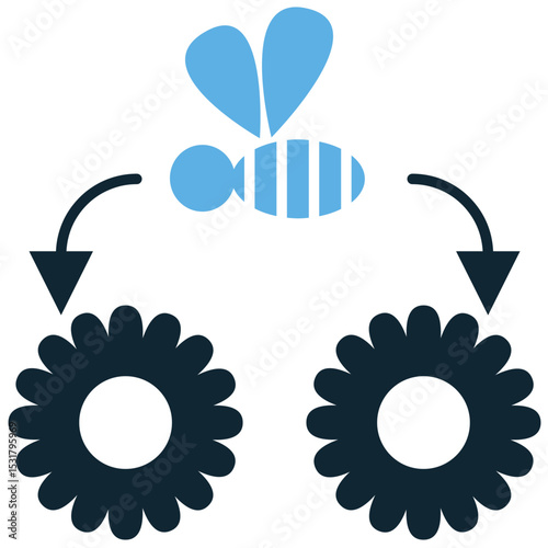 Pollination icon vector for natural plant reproduction and ecological processes. It's ideal for illustrating biodiversity, honey production, and the vital role of insects in agriculture.