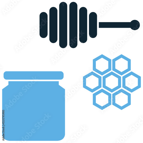Honey icon vector for natural sweeteners, bee products, and sweet flavors. It's ideal for food packaging, healthy eating, and illustrating a golden, wholesome treat.