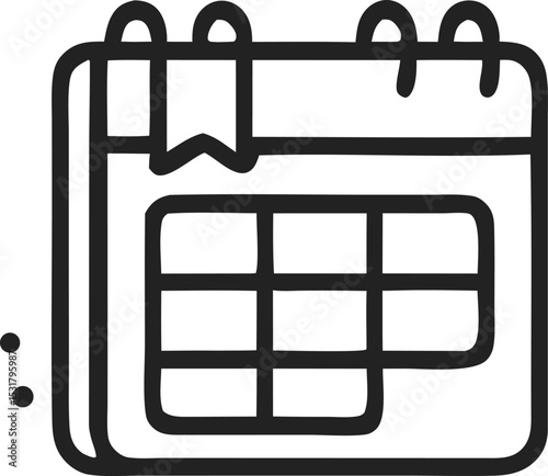 Icon Calendar icon with bookmark reminder for scheduling appointments and events, important date planning organizer for meetings