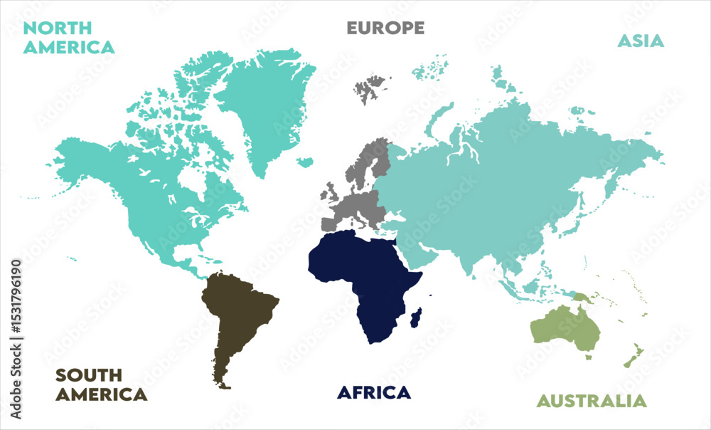 Naklejka premium World map-06, modern world map graphic, Countries Silhouettes Stock Illustrations, Vectors