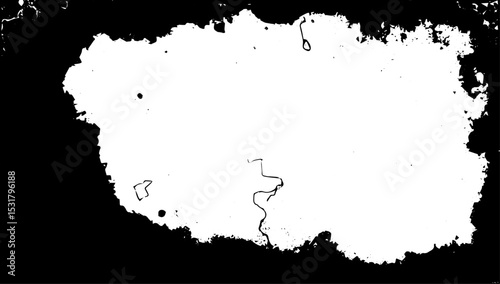 Grunge Ink Frame with Drip and Splatter Texture on Black Background