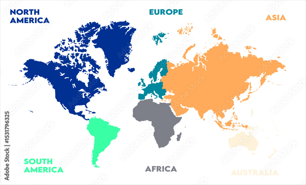Naklejka premium World map-11, modern world map graphic, Countries Silhouettes Stock Illustrations, Vectors