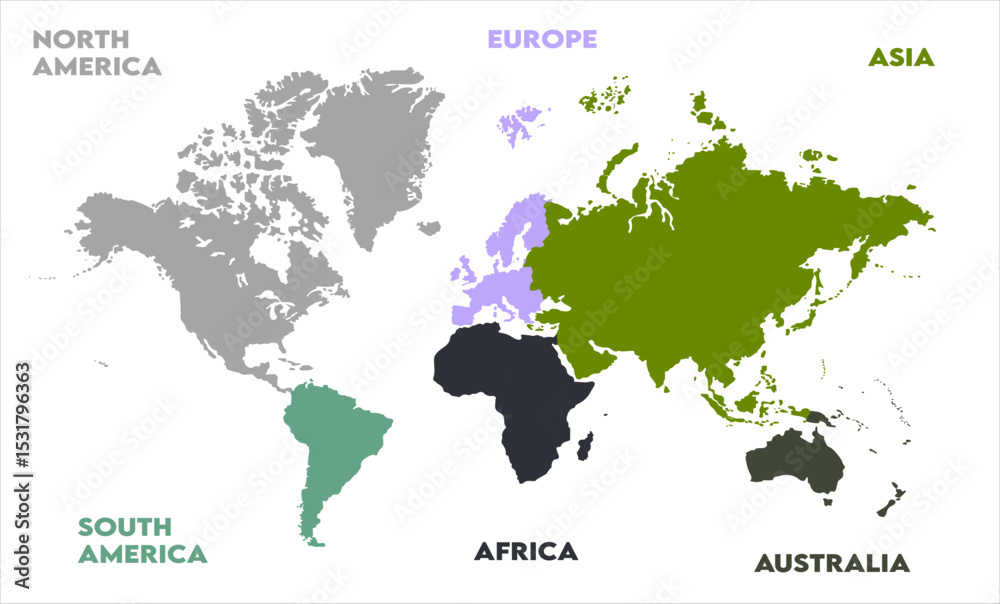 Naklejka premium World map-12, modern world map graphic, Countries Silhouettes Stock Illustrations, Vectors