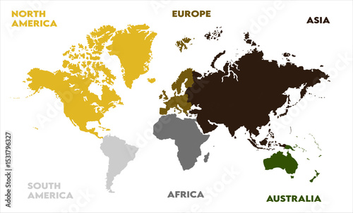 World map-10, modern world map graphic, Countries Silhouettes Stock Illustrations, Vectors