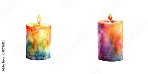 candle watercolor vector illustration