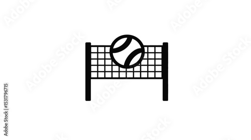 Tennis Ball on Net: A Simple Vector Graphic for Sports Websites and Designs
