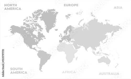Continental map-01,  world map, modern world map graphic, Countries Silhouettes Stock Illustrations, Vectors