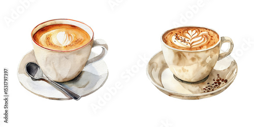 cappucino watercolor vector illustration