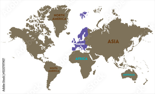 Editable world map vector-02,  world map, modern world map graphic, Countries Silhouettes Stock Illustrations, Vectors