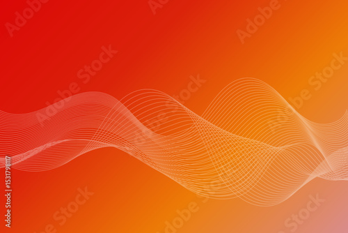 Abstract White Wave Lines on Orange and Red Gradient Background. ( original illustration, not AI Generated ).